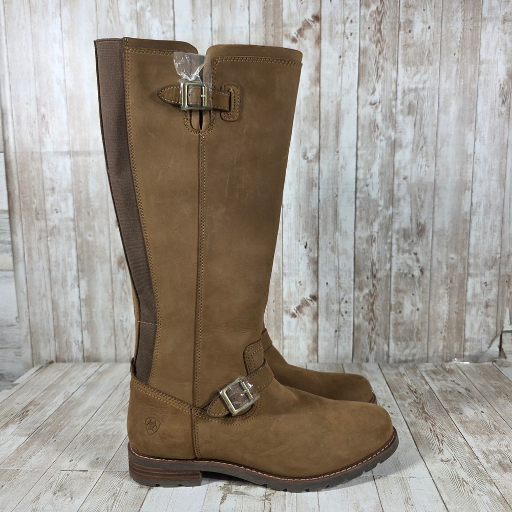 Ariat Sadie H20‎ Dark Earth Waterproof Tall Leather Boots Womens 10.5 10038383